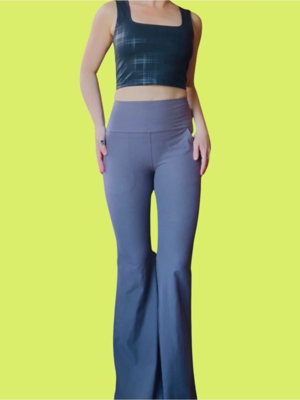 Beyond Yoga Taupe Gray High-Waist Flared Yoga Pants